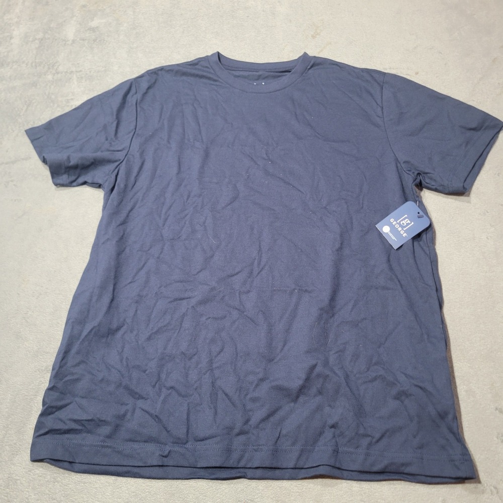 George T-Shirt Mens L Navy Blue Crewneck Short Sleeve Recycled Blend Basic Tee